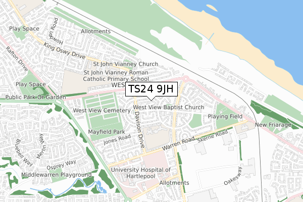 TS24 9JH map - small scale - OS Open Zoomstack (Ordnance Survey) TS24 9JH map - small scale - OS Open Zoomstack (Ordnance Survey)