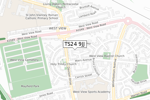 TS24 9JJ map - large scale - OS Open Zoomstack (Ordnance Survey)