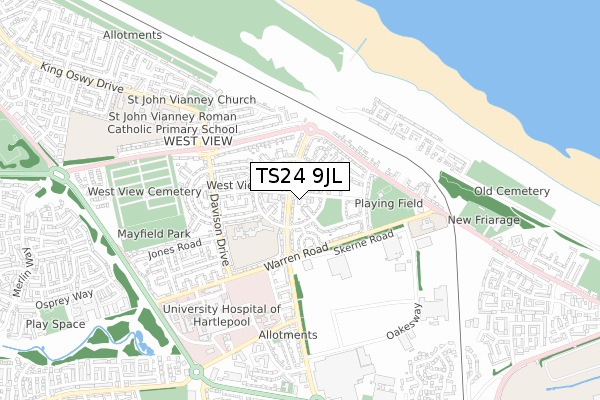 TS24 9JL map - small scale - OS Open Zoomstack (Ordnance Survey) TS24 9JL map - small scale - OS Open Zoomstack (Ordnance Survey)