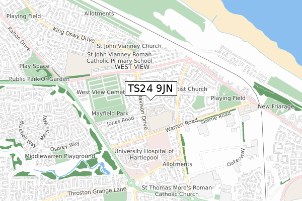 TS24 9JN map - small scale - OS Open Zoomstack (Ordnance Survey) TS24 9JN map - small scale - OS Open Zoomstack (Ordnance Survey)