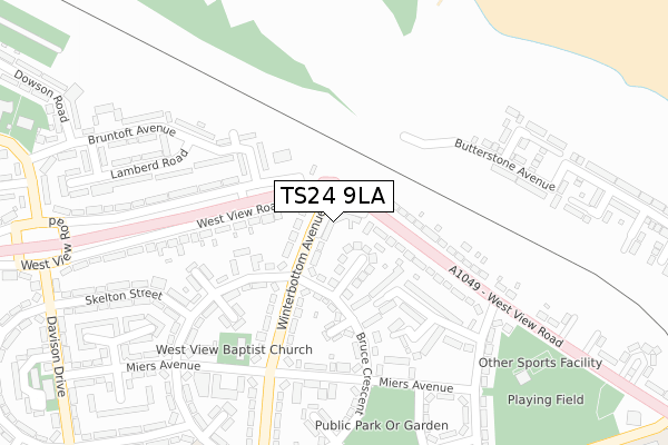 TS24 9LA map - large scale - OS Open Zoomstack (Ordnance Survey)