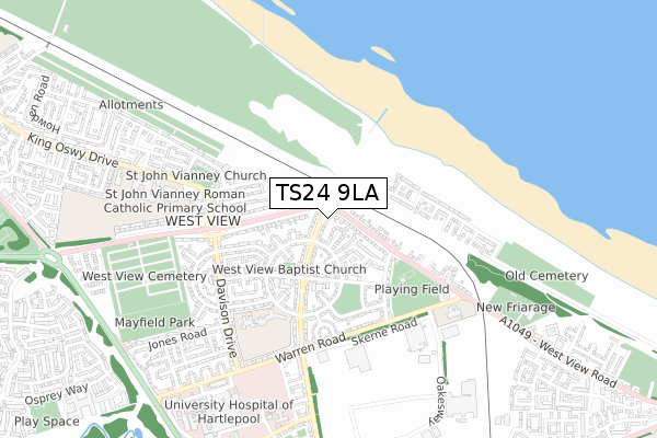 TS24 9LA map - small scale - OS Open Zoomstack (Ordnance Survey)