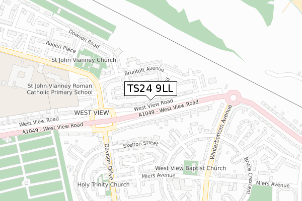 TS24 9LL map - large scale - OS Open Zoomstack (Ordnance Survey)