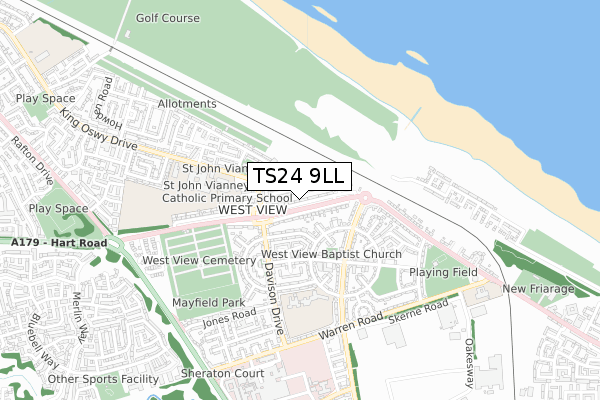 TS24 9LL map - small scale - OS Open Zoomstack (Ordnance Survey)