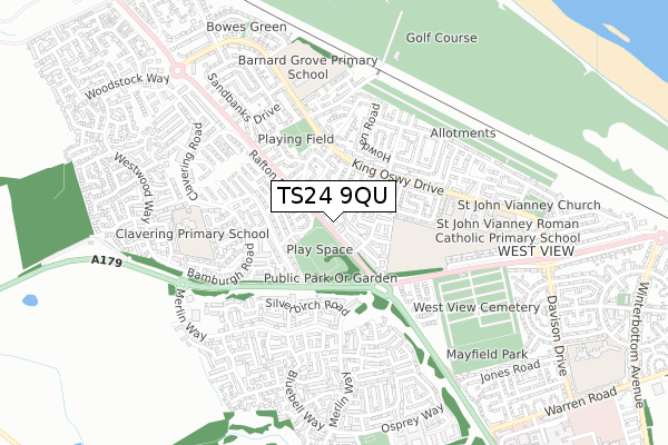 TS24 9QU map - small scale - OS Open Zoomstack (Ordnance Survey) TS24 9QU map - small scale - OS Open Zoomstack (Ordnance Survey)