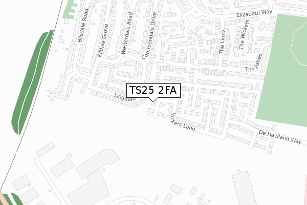 TS25 2FA map - large scale - OS Open Zoomstack (Ordnance Survey)