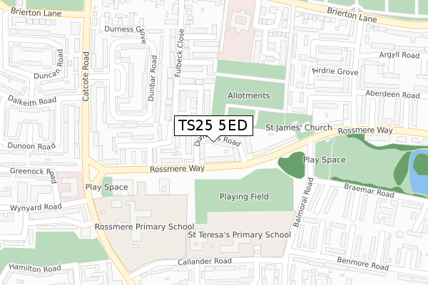 TS25 5ED map - large scale - OS Open Zoomstack (Ordnance Survey)