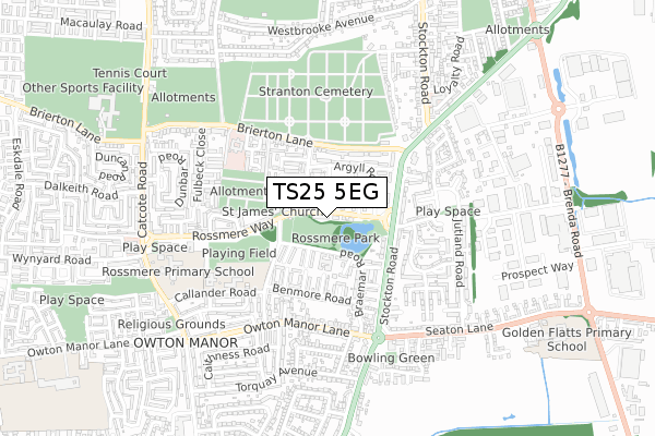 TS25 5EG map - small scale - OS Open Zoomstack (Ordnance Survey)