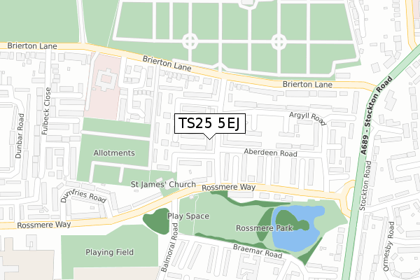 TS25 5EJ map - large scale - OS Open Zoomstack (Ordnance Survey)