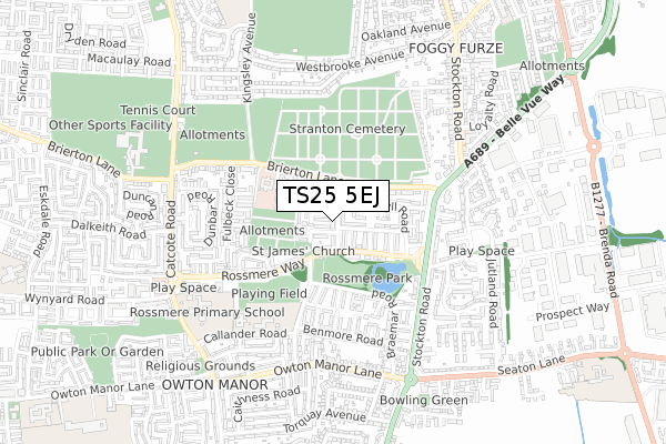 TS25 5EJ map - small scale - OS Open Zoomstack (Ordnance Survey)