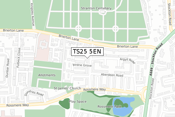 TS25 5EN map - large scale - OS Open Zoomstack (Ordnance Survey)