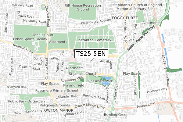 TS25 5EN map - small scale - OS Open Zoomstack (Ordnance Survey)