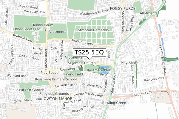 TS25 5EQ map - small scale - OS Open Zoomstack (Ordnance Survey)