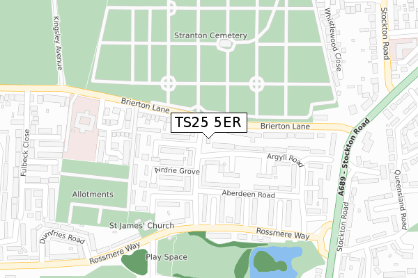 TS25 5ER map - large scale - OS Open Zoomstack (Ordnance Survey)