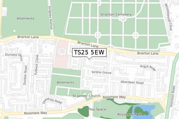 TS25 5EW map - large scale - OS Open Zoomstack (Ordnance Survey)
