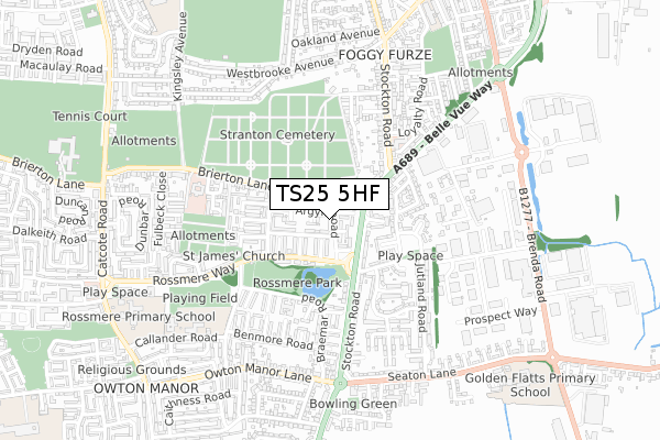 TS25 5HF map - small scale - OS Open Zoomstack (Ordnance Survey)