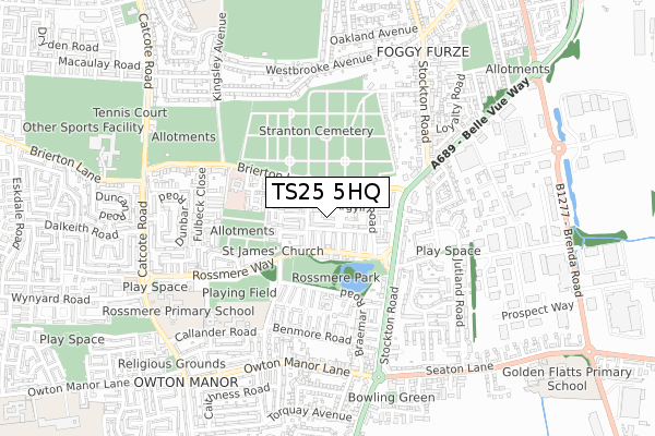 TS25 5HQ map - small scale - OS Open Zoomstack (Ordnance Survey)