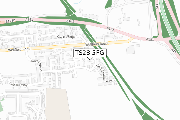 TS28 5FG map - large scale - OS Open Zoomstack (Ordnance Survey)