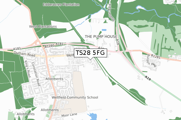 TS28 5FG map - small scale - OS Open Zoomstack (Ordnance Survey)