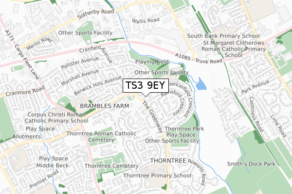 TS3 9EY map - small scale - OS Open Zoomstack (Ordnance Survey) TS3 9EY map - small scale - OS Open Zoomstack (Ordnance Survey)