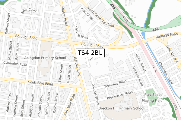 TS4 2BL map - large scale - OS Open Zoomstack (Ordnance Survey)