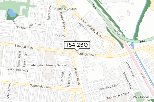 TS4 2BQ map - large scale - OS Open Zoomstack (Ordnance Survey)