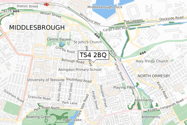 TS4 2BQ map - small scale - OS Open Zoomstack (Ordnance Survey)