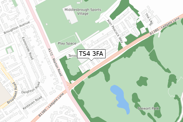TS4 3FA map - large scale - OS Open Zoomstack (Ordnance Survey)