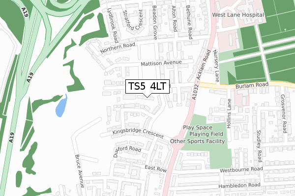TS5 4LT map - large scale - OS Open Zoomstack (Ordnance Survey)