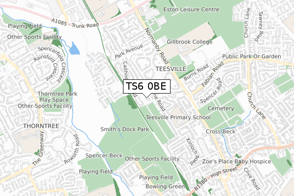 TS6 0BE map - small scale - OS Open Zoomstack (Ordnance Survey) TS6 0BE map - small scale - OS Open Zoomstack (Ordnance Survey)