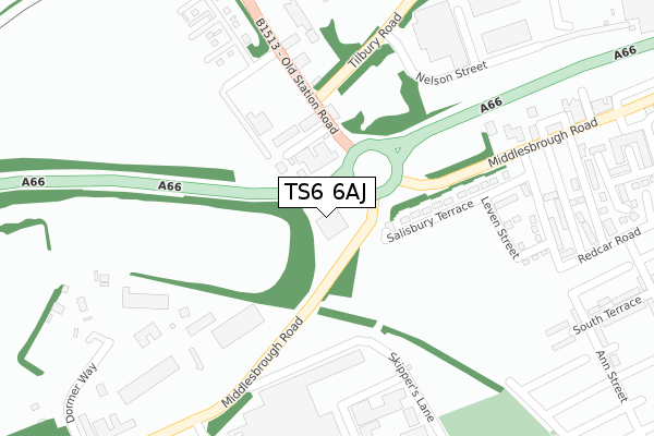 TS6 6AJ map - large scale - OS Open Zoomstack (Ordnance Survey)