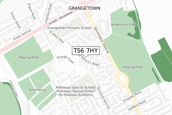 TS6 7HY map - large scale - OS Open Zoomstack (Ordnance Survey)