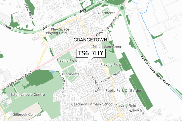 TS6 7HY map - small scale - OS Open Zoomstack (Ordnance Survey)