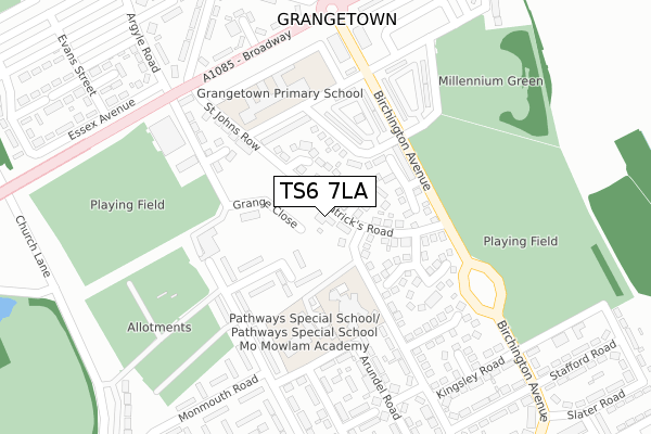 TS6 7LA map - large scale - OS Open Zoomstack (Ordnance Survey)