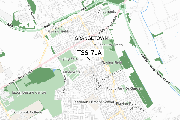 TS6 7LA map - small scale - OS Open Zoomstack (Ordnance Survey)