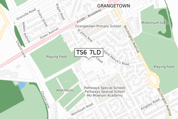 TS6 7LD map - large scale - OS Open Zoomstack (Ordnance Survey)