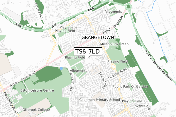 TS6 7LD map - small scale - OS Open Zoomstack (Ordnance Survey)