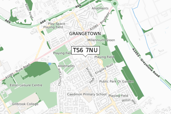 TS6 7NU map - small scale - OS Open Zoomstack (Ordnance Survey)