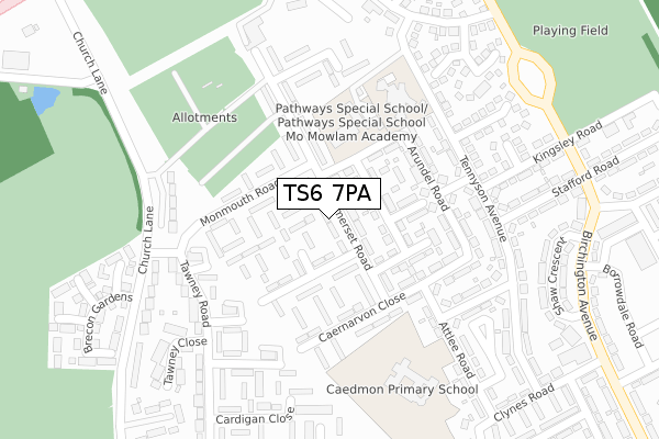 TS6 7PA map - large scale - OS Open Zoomstack (Ordnance Survey)