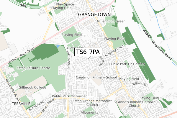 TS6 7PA map - small scale - OS Open Zoomstack (Ordnance Survey)