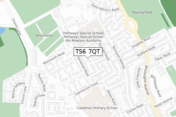 TS6 7QT map - large scale - OS Open Zoomstack (Ordnance Survey)