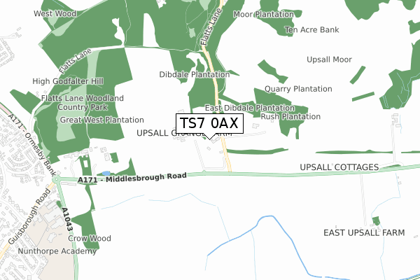 TS7 0AX map - small scale - OS Open Zoomstack (Ordnance Survey)