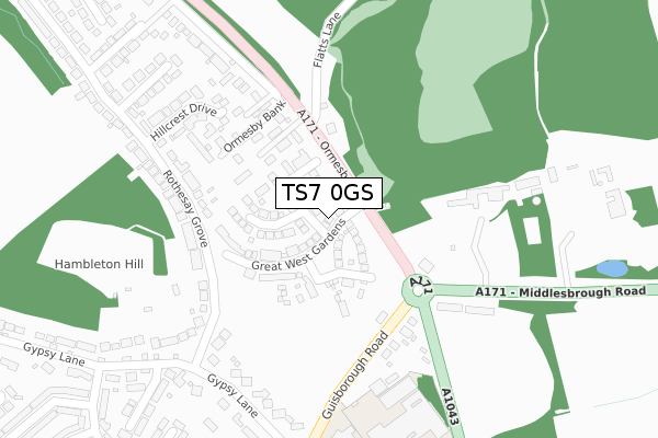 TS7 0GS map - large scale - OS Open Zoomstack (Ordnance Survey)