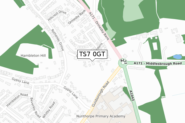 TS7 0GT map - large scale - OS Open Zoomstack (Ordnance Survey)
