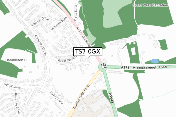TS7 0GX map - large scale - OS Open Zoomstack (Ordnance Survey)