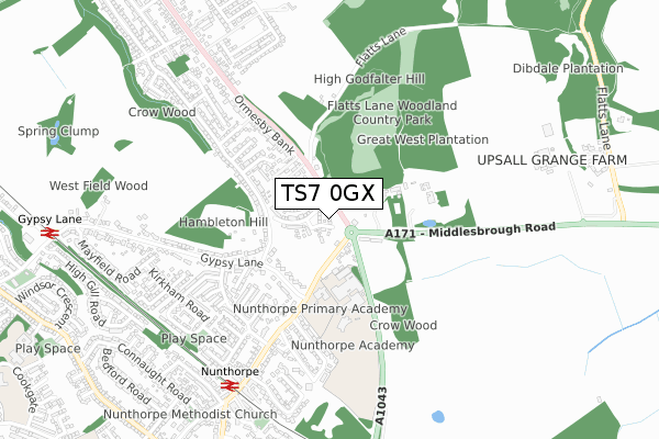 TS7 0GX map - small scale - OS Open Zoomstack (Ordnance Survey)