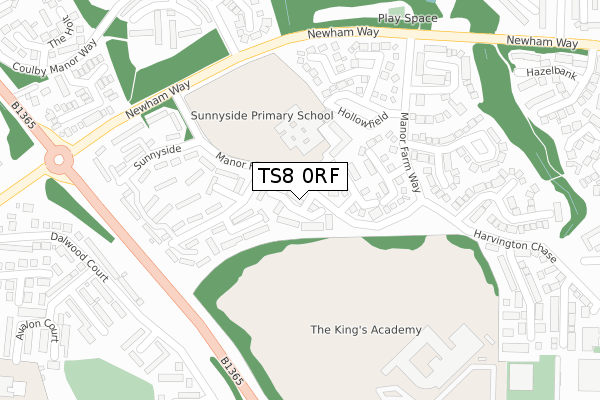 TS8 0RF map - large scale - OS Open Zoomstack (Ordnance Survey)
