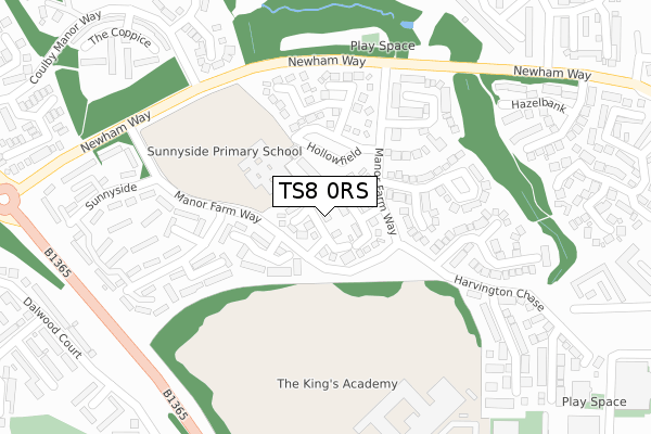 TS8 0RS map - large scale - OS Open Zoomstack (Ordnance Survey)