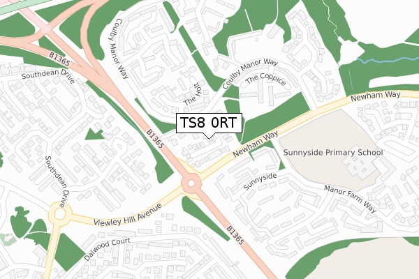 TS8 0RT map - large scale - OS Open Zoomstack (Ordnance Survey)