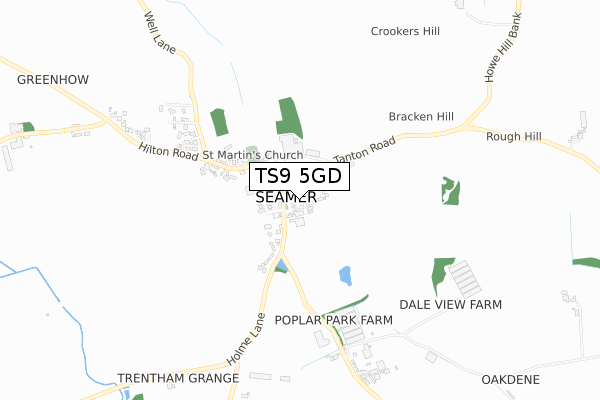 TS9 5GD map - small scale - OS Open Zoomstack (Ordnance Survey)